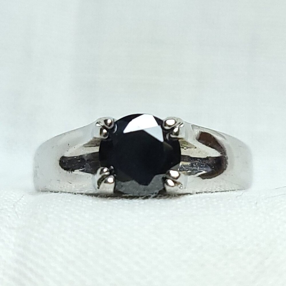 Black Stone Silver Tone Ring